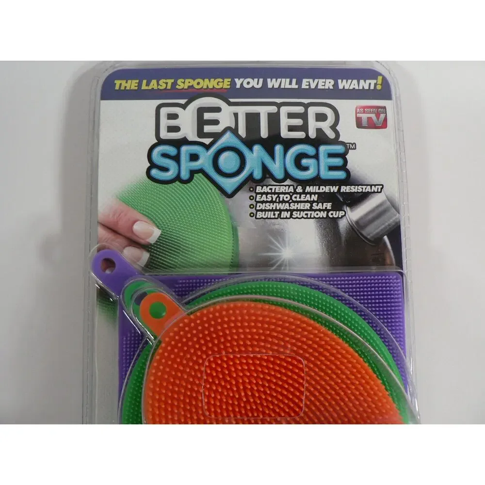 Emson Better Sponge 3Pack Durable Silicone Heat Mold‎ Resistant Cleaning Gentle